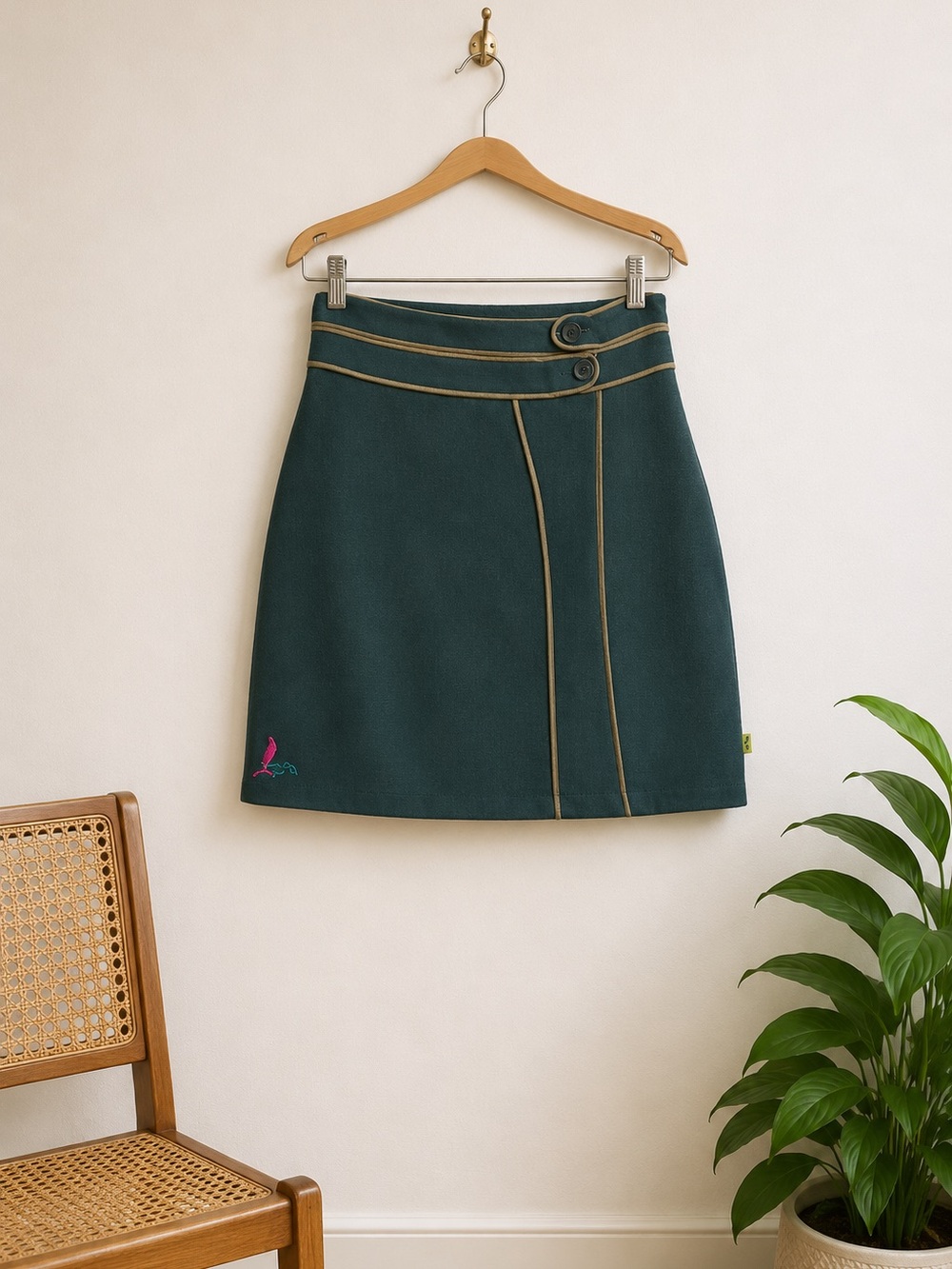 SKFK Skunkfunk Turquoise Cotton Pencil Skirt Urban Nature Sz M Athleisure Casual